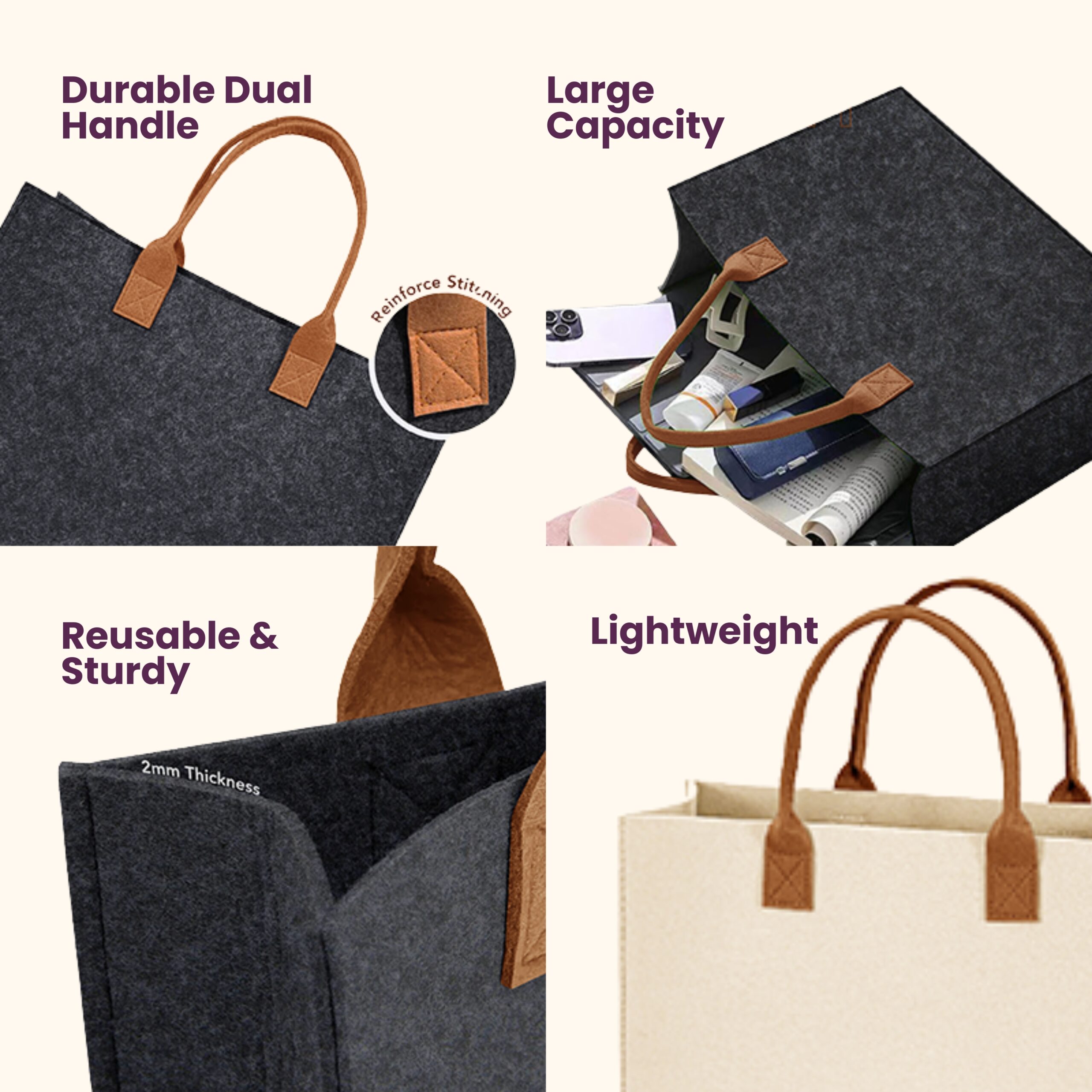 FELT TOTE BAG- PREMIUM CORPORATE GIFT - HTB001 - Image 3