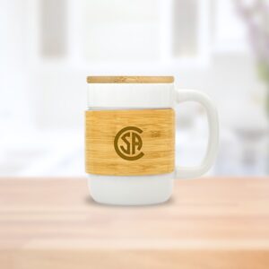 CERAMIC MUG WITH BAMBOO SLEEVE & LID - HEC014