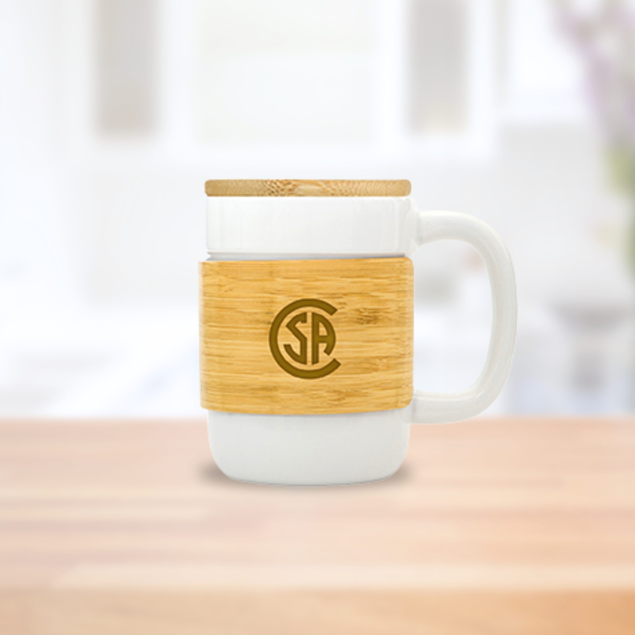 CERAMIC MUG WITH BAMBOO SLEEVE & LID - HEC014